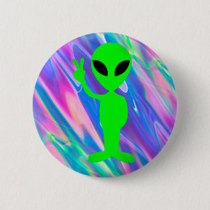 Badge Rond 5 Cm Hologramme alien