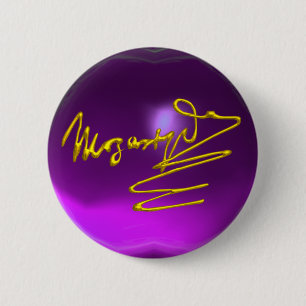 Badge Rond 5 Cm HOMAGE À MOZART Gold Signature Améthyste violet