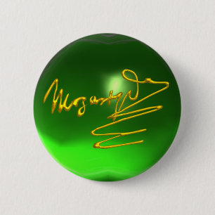 Badge Rond 5 Cm HOMAGE À MOZART Gold Signature du compositeur Gree