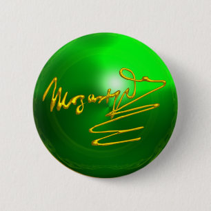 Badge Rond 5 Cm HOMAGE À MOZART Gold Signature du compositeur Gree
