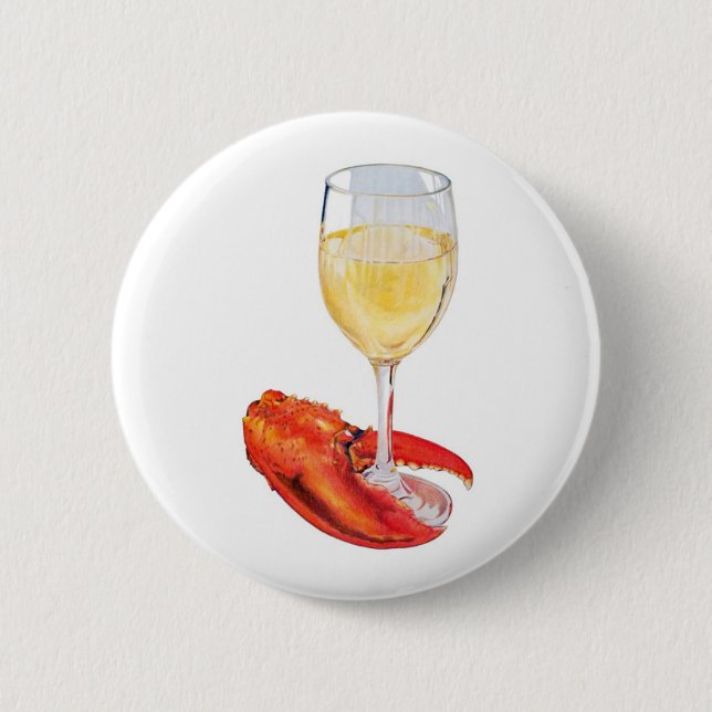 Badge Rond 5 Cm Homard et vin (Devant)