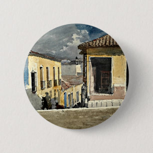 Badge Rond 5 Cm Homère : Scène de la rue Santiago de Cuba