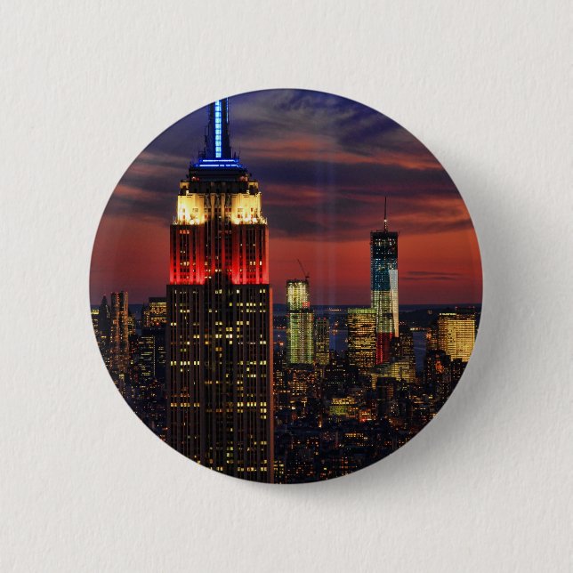 Badge Rond 5 Cm Hommage À La Lumière 11 Septembre, World Trade Cen (Devant)