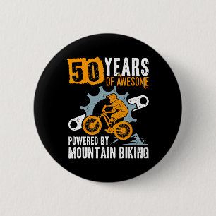 Badge Rond 5 Cm Homme 50e Anniversaire 50 Ans de Vélo de Montagne