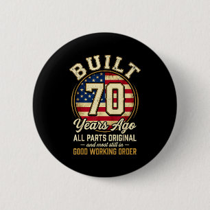 Badge Rond 5 Cm Homme de 70 ans Drapeau patriotique américain Papa