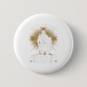 Badge Rond 5 Cm Homme de Dieu Mari Papa Guerrier Chrétien Jésus