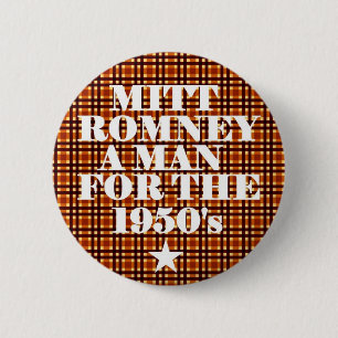 Badge Rond 5 Cm Homme de Mitt Romney pour les années 1950