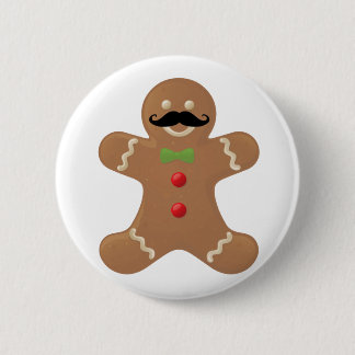 Badge Rond 5 Cm Homme de moustache de pain d'épice
