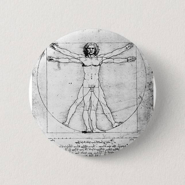 Badge Rond 5 Cm Homme de proportion de Leondardo da Vinci (Devant)