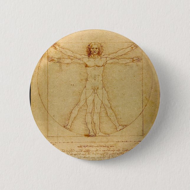 Badge Rond 5 Cm Homme de Vitruvian (Devant)
