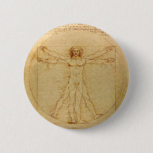 Badge Rond 5 Cm Homme de Vitruvian par Leonardo da Vinci