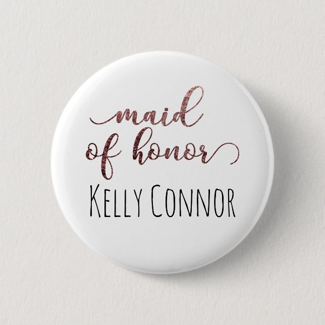 Badge Rond 5 Cm Homme d'honneur Rose Parties scintillant d'or 1 pe (Devant)