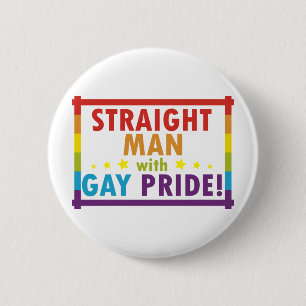 Badge Rond 5 Cm Homme droit avec gay pride