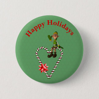 Badge Rond 5 Cm Homme Elf Sucre de canne Coeur Noël