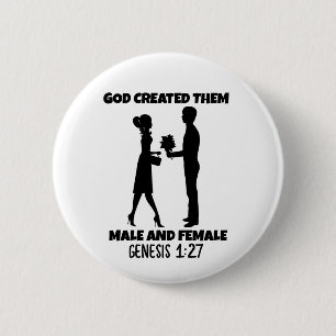 Badge Rond 5 Cm HOMME ET FEMME, mariage biblique chrétien