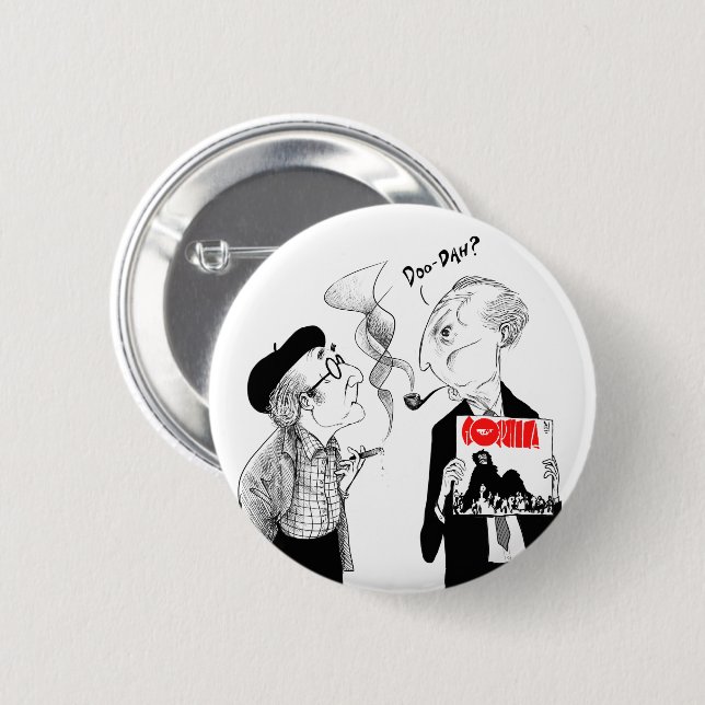 Badge Rond 5 Cm Homme et Marcel "Doo-Dah ?" Pin - Art par Ben (Devant & derrière)