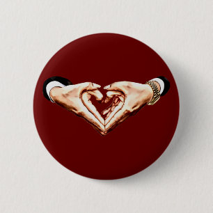 Badge Rond 5 Cm Homme femmes couples mains en forme de coeur amour