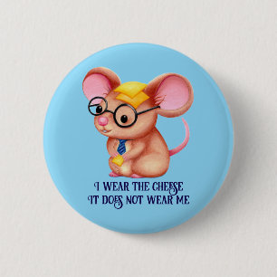 Badge Rond 5 Cm Homme Fromage Poilu Souris Cravate Lunettes Intell