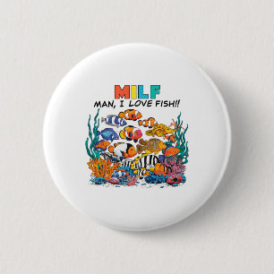 Badge Rond 5 Cm Homme j'aime poisson fun aquarium amateur pêcheurs