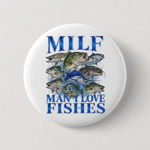 Badge Rond 5 Cm Homme J'aime Poissons