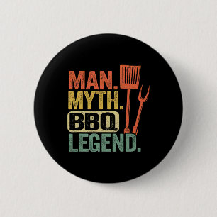 Badge Rond 5 Cm Homme Mythe Bbq Légende Barbecue Grill Papa Grillf
