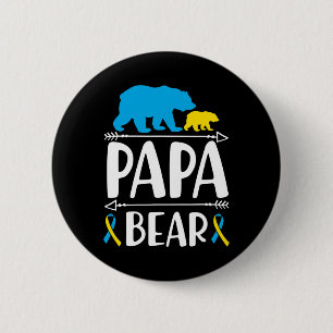 Badge Rond 5 Cm Homme Papa Ours Down Syndrome Sensibilisation Fier