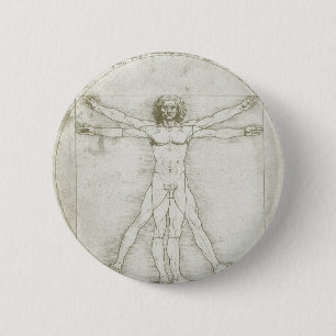 Badge Rond 5 Cm Homme vitruvien par Leonardo da Vinci