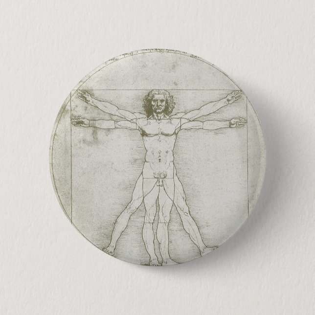 Badge Rond 5 Cm Homme vitruvien par Leonardo da Vinci (Devant)
