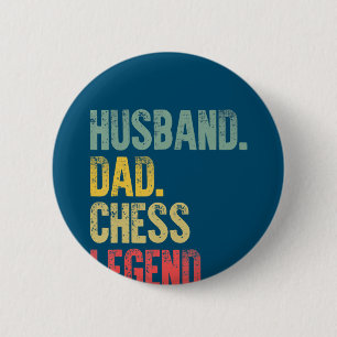 Badge Rond 5 Cm Hommes Drôle Mari Cadeau Papa Échecs Légende