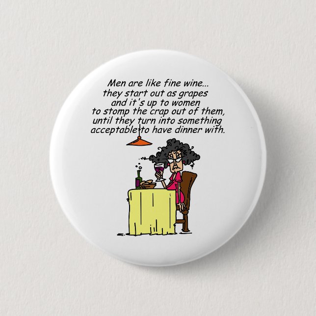 Badge Rond 5 Cm Hommes et FIne Humour de vin (Devant)