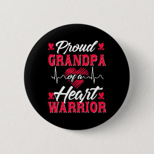 Badge Rond 5 Cm Hommes Fier Grand-Père D'Un Coeur Guerrier Chd Lau