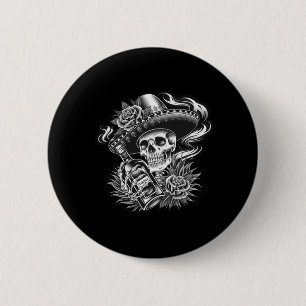 Badge Rond 5 Cm Hommes Mexique Vintage Squelette Dia De Los Muerto