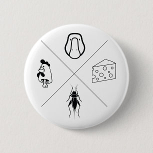 Badge Rond 5 Cm Hommes Oie + Fromage + Criquet + Os de poulet