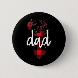 Badge Rond 5 Cm Hommes papa Famille Correspondances Noël Rouge Buf