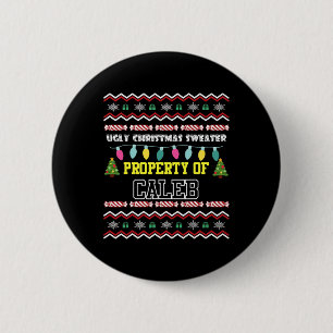 Badge Rond 5 Cm Hommes Prénom personnalisé Caleb Noël laid
