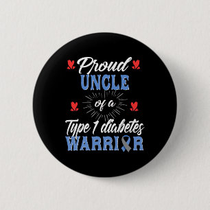 Badge Rond 5 Cm Hommes T1D Fière Oncle Sensibilisation au diabète
