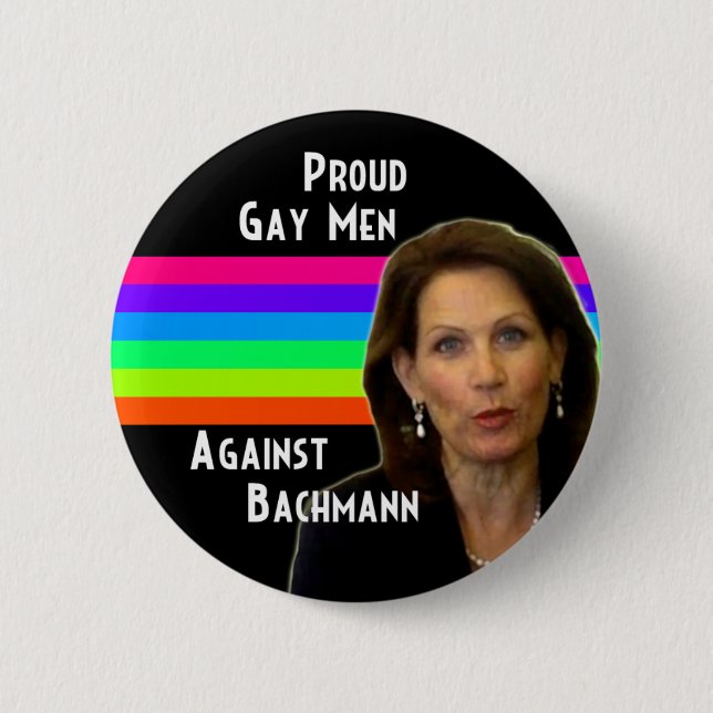Badge Rond 5 Cm Homosexuels fiers contre Bachmann (Devant)