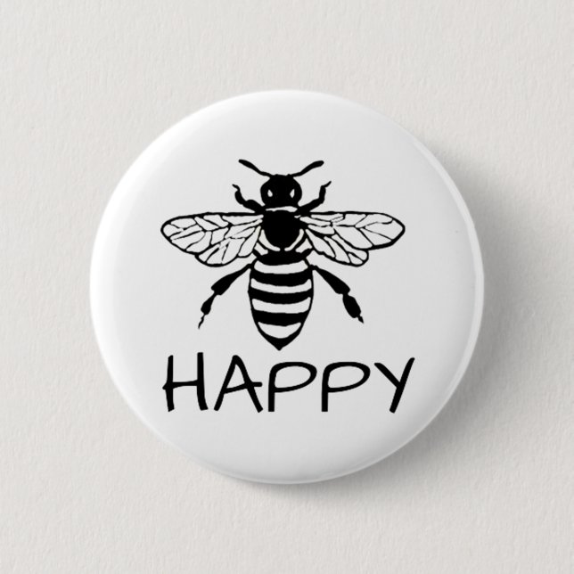Badge Rond 5 Cm Honey Bee/ Be Happy (Devant)