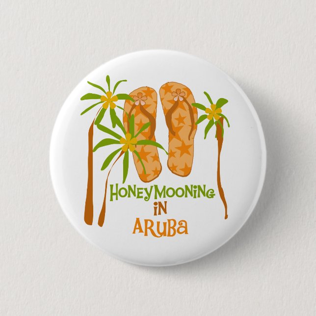 Badge Rond 5 Cm Honeymooning dans Aruba (Devant)
