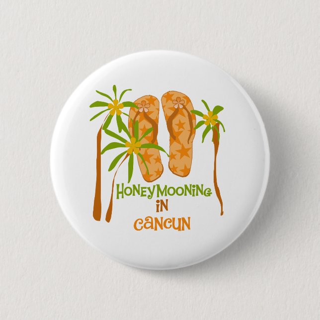 Badge Rond 5 Cm Honeymooning dans le bouton de Cancun (Devant)