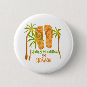 Badge Rond 5 Cm Honeymooning dans le bouton d'Hawaï