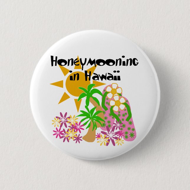 Badge Rond 5 Cm Honeymooning en Hawaï (Devant)
