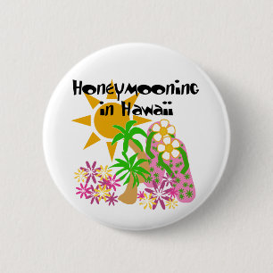 Badge Rond 5 Cm Honeymooning en Hawaï