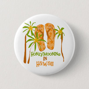 Badge Rond 5 Cm Honeymooning en Hawaï
