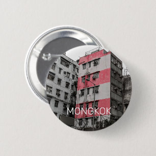 Badge Rond 5 Cm Hong Kong Mongkok Chine Kowloon Art Souvenir