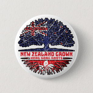 Badge Rond 5 Cm Hong Kong New Zealander New Zealand Tree