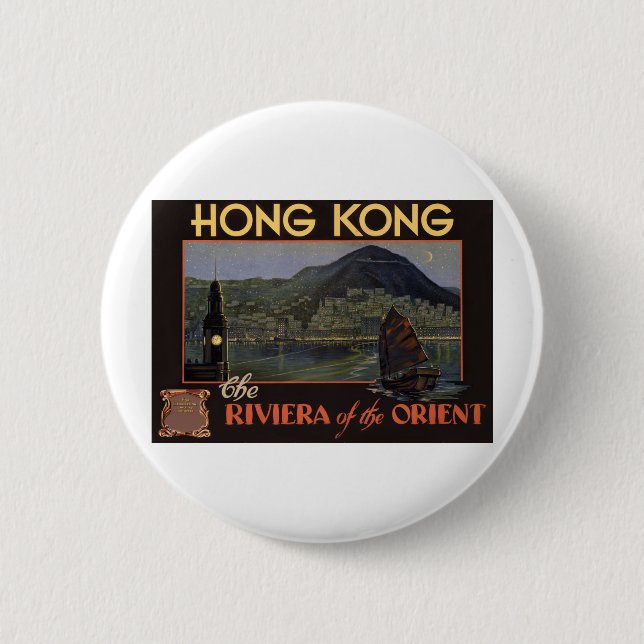 Badge Rond 5 Cm Hong Kong ~ Riviera de l'Orient (Devant)