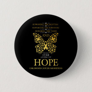 Badge Rond 5 Cm Hope Chilhood Cancer Awareness Gold Ribbon