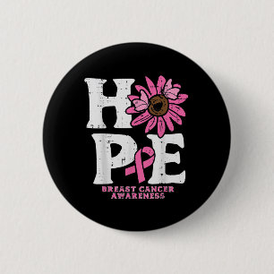 Badge Rond 5 Cm Hope Daisy Sunflower rose Cancer du sein Sensibili
