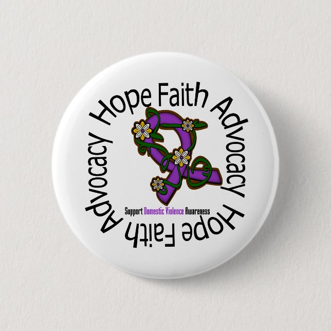 Badge Rond 5 Cm Hope Faith Advocacy Violence domestique (Devant)